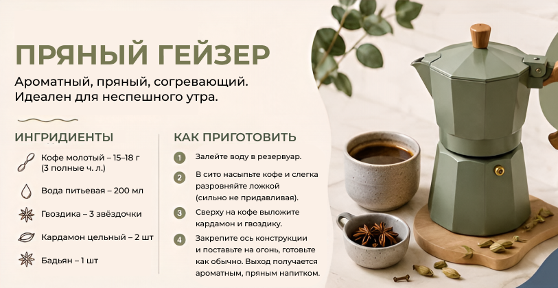 Кофе со специями в гейзерной кофеварке